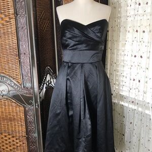 After Six Black Strapless Satin Sweetheart Cocktail Dress